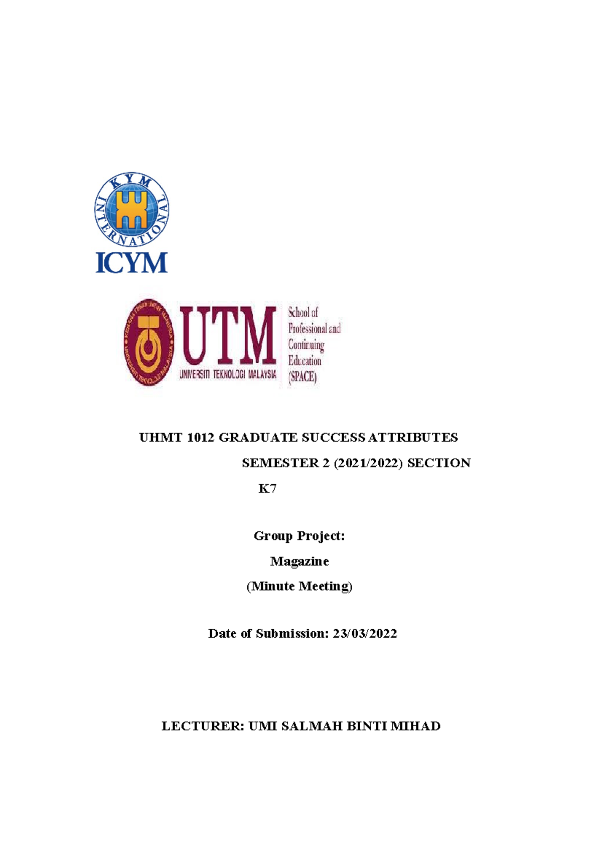 06 Minute+Meeting - For magazine coursework - UHMT 1012 GRADUATE ...