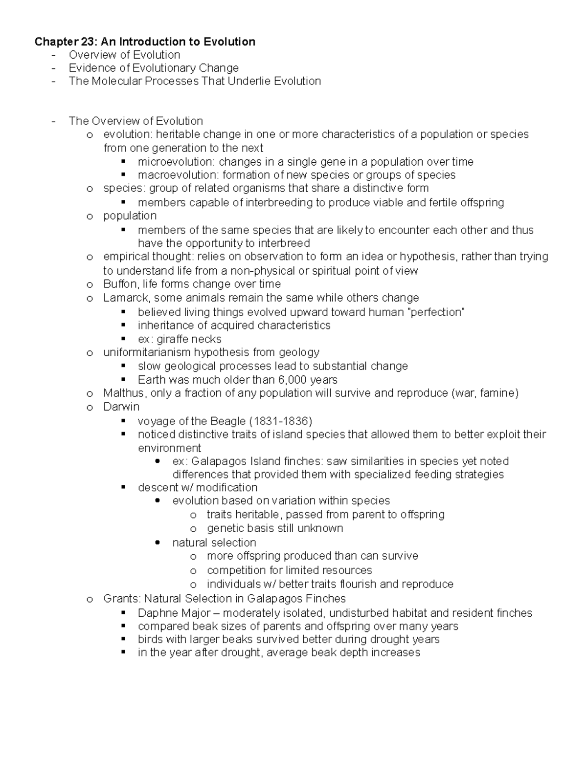 Chapter 23 An Introduction to Evolution - Chapter 23: An Introduction ...