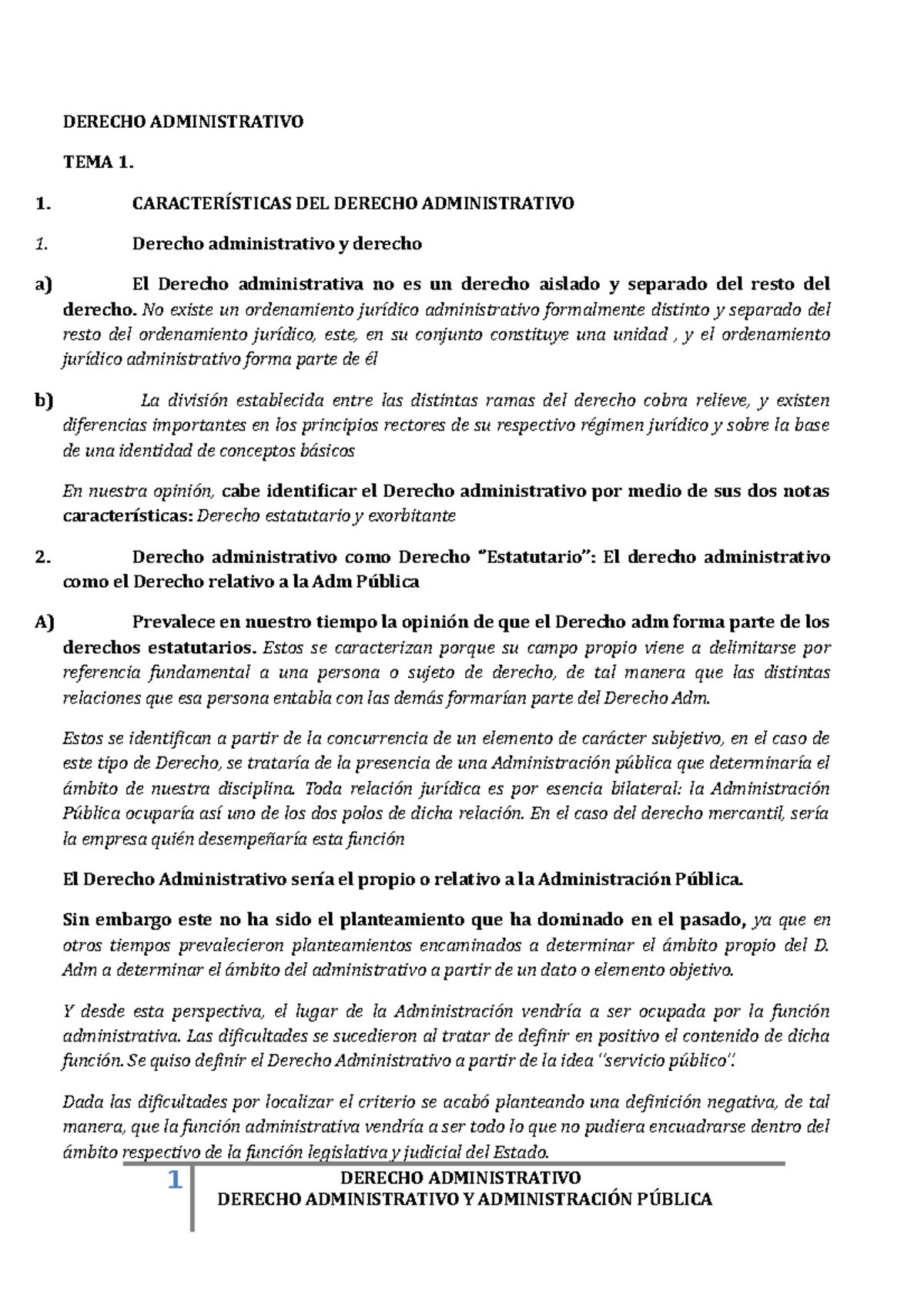 Derecho Administrativo Tema 1 - DERECHO ADMINISTRATIVO TEMA 1. 1. DEL ...