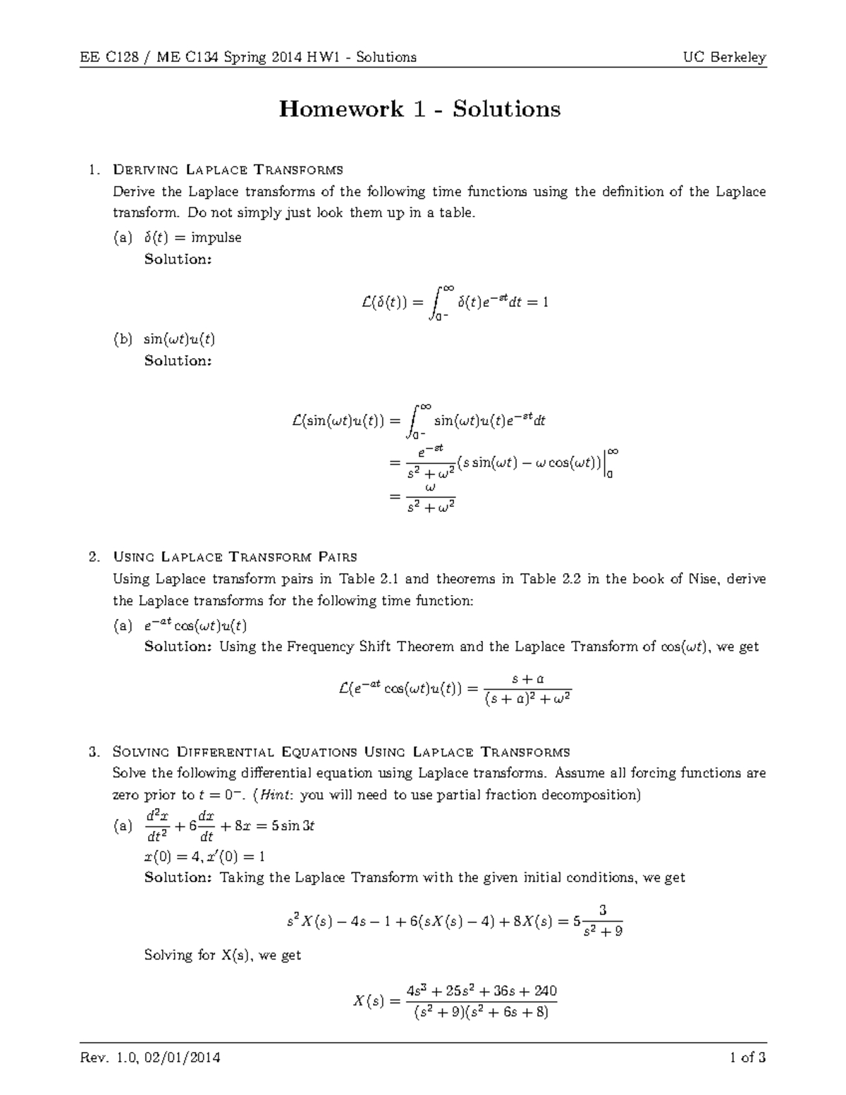 HW1-Solutions - EE C128 / ME C134 Spring 2014 HW1 - Solutions UC ...