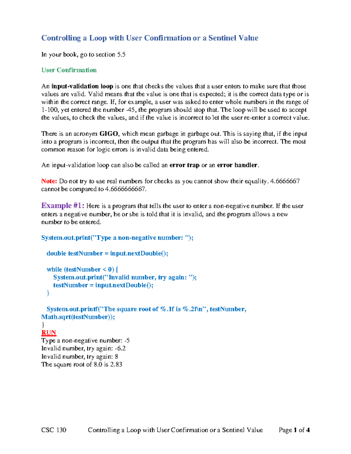 Controlling a Loop with User Confirmation or a Sentinel Value - User ...