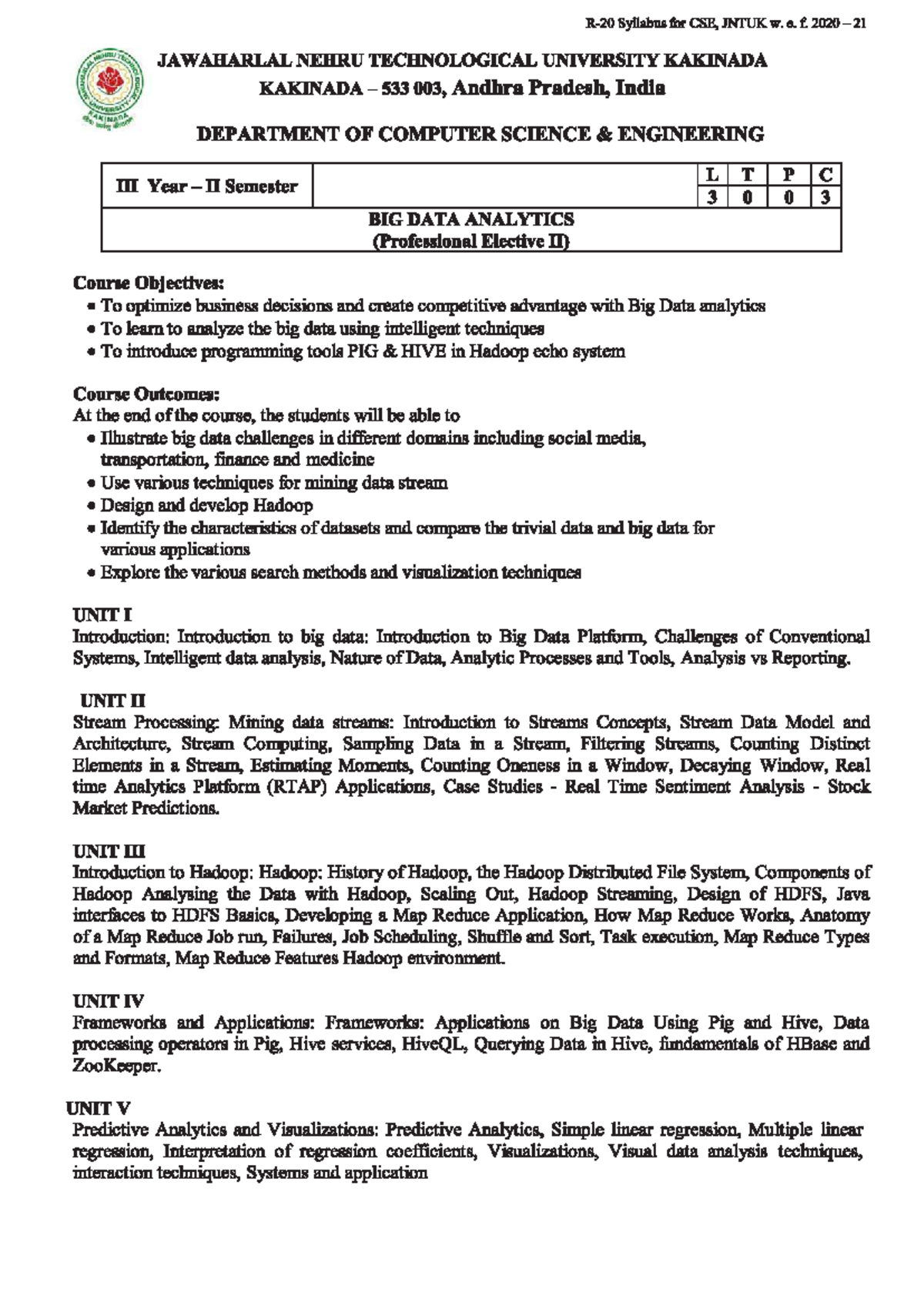 Bda syllabus - Mathematical Foundations of Computer Science - Studocu