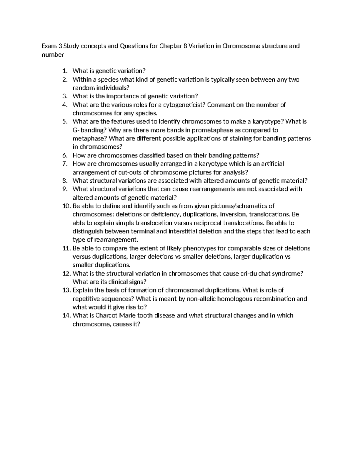 Exam 3 Study concepts and Questions for Chapter 8 Variation in ...