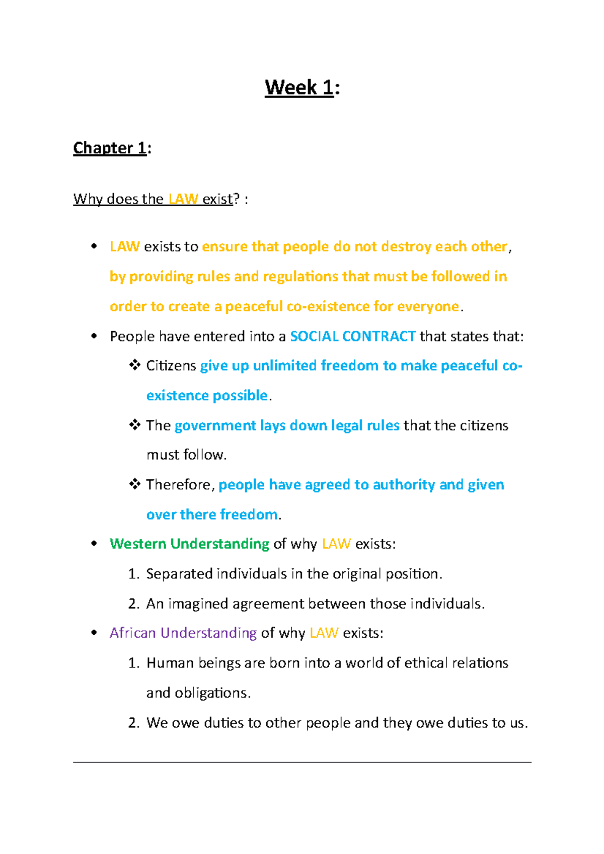 Week 1 Law Notes On The Introduction To Law Week 1 Chapter 1 Why Does The Law Exist Law Week 1 Law Notes On The Introduction To Law Week 1 Chapter 1 Why Does The Law Exist Law