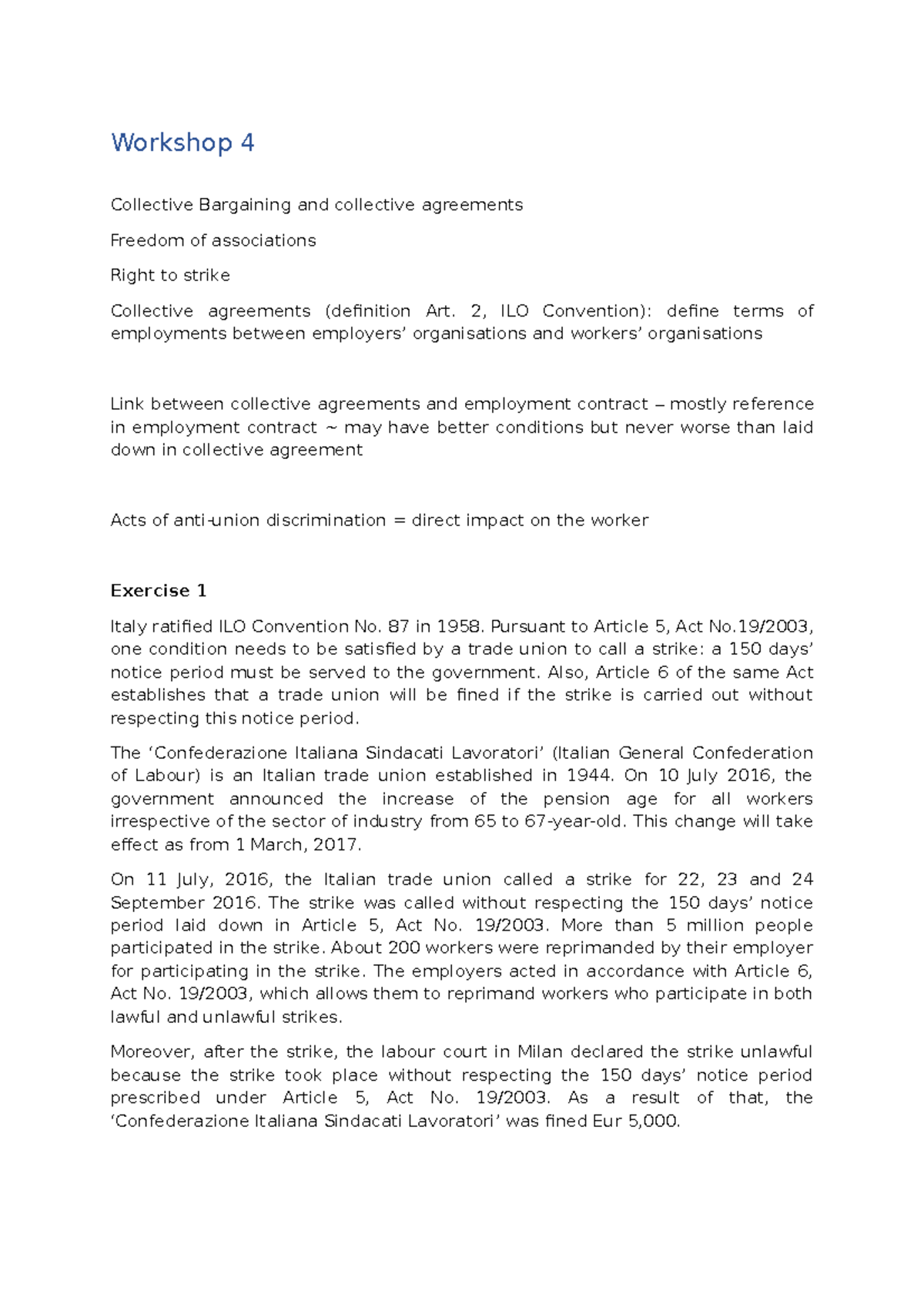 Workshop 4 - Lecture notes First semester - Workshop 4 Collective ...