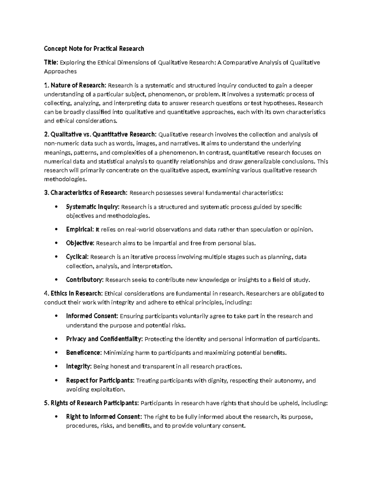 Concept Note for Practical Research - Nature of Research: Research is a ...