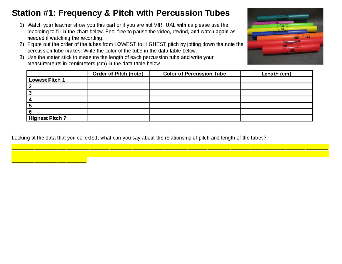 Copy of Sound & Light Lab - Google Docs - Station #1: Frequency & Pitch ...