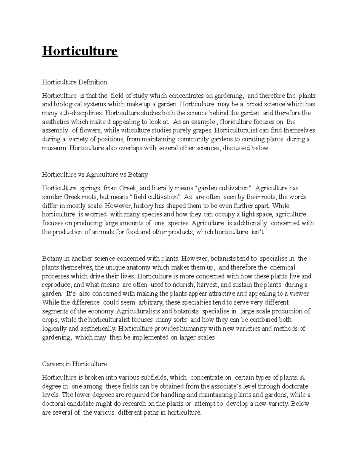 Horticulture P8BC13 Unit 2 Horticulture Horticulture Definition