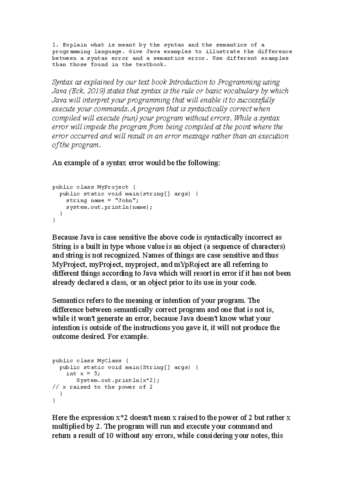 Discussion Forum Unit 1 Explain What Is Meant By The Syntax And The