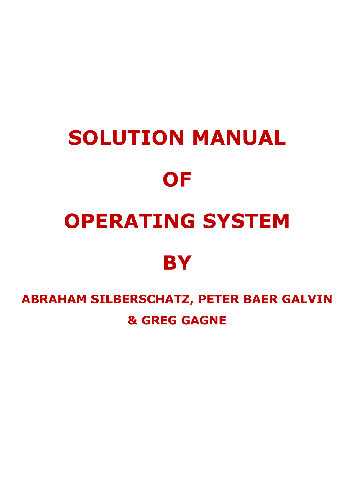 Solution Manual Of Operating System Book - SOLUTION MANUAL OF OPERATING ...