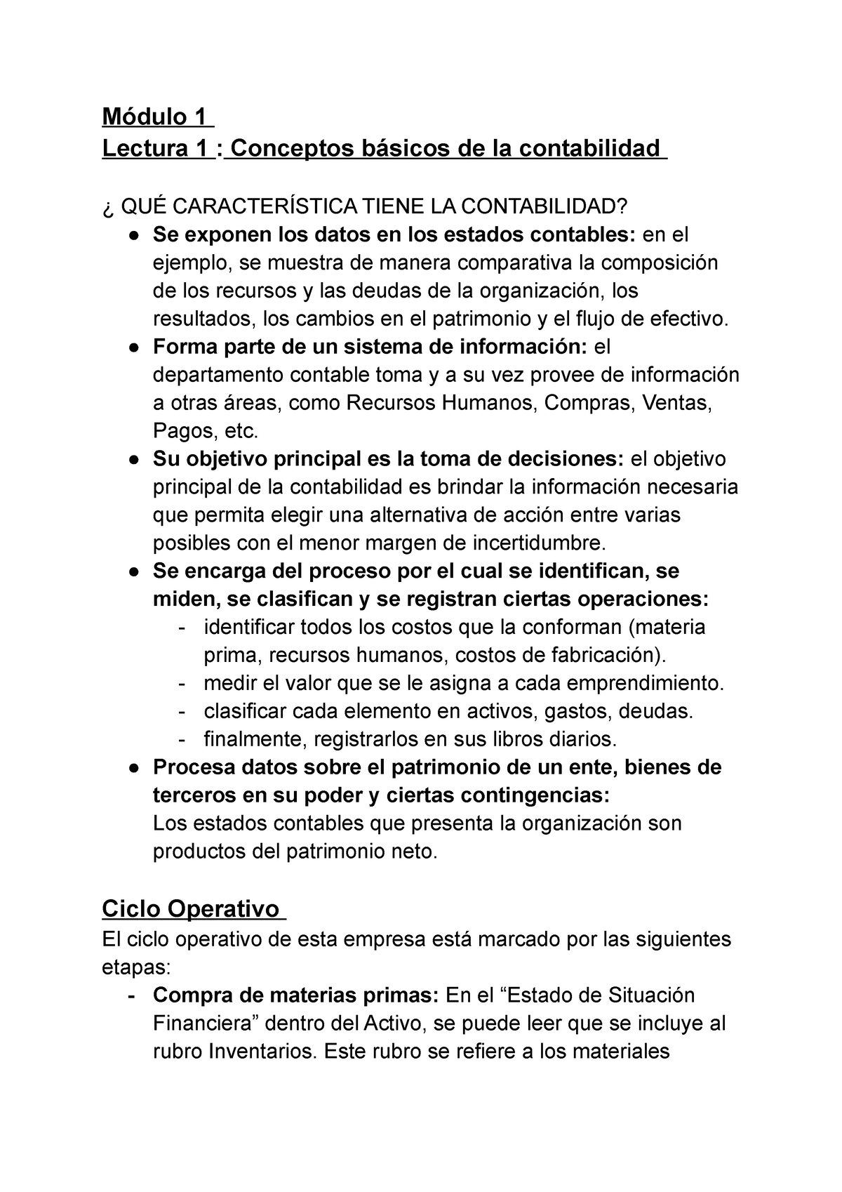 Modulo 1 Y 2 Contabilidad Módulo 1 Lectura 1 Conceptos Básicos De La Contabilidad ¿ QuÉ 4565