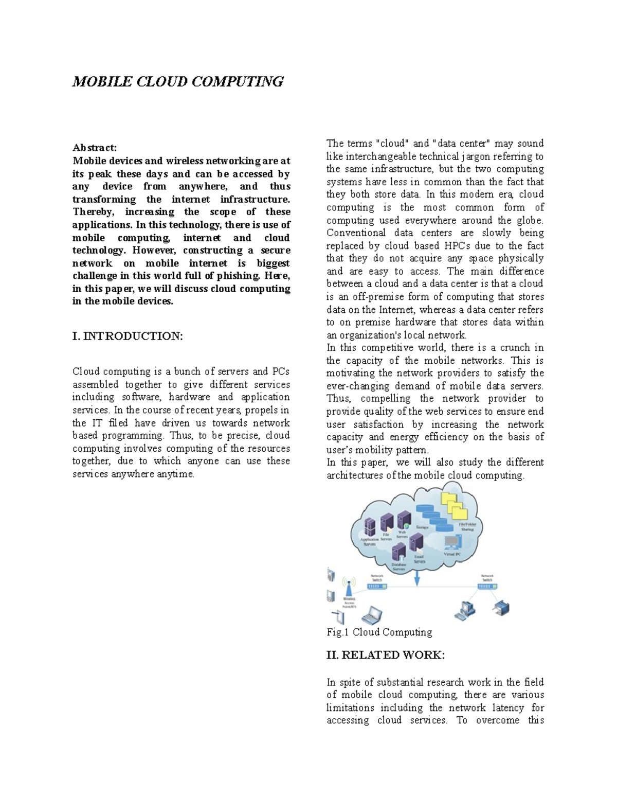 Mobile Cloud Computing EGCP 520 - MOBILE CLOUD COMPUTING Abstract ...