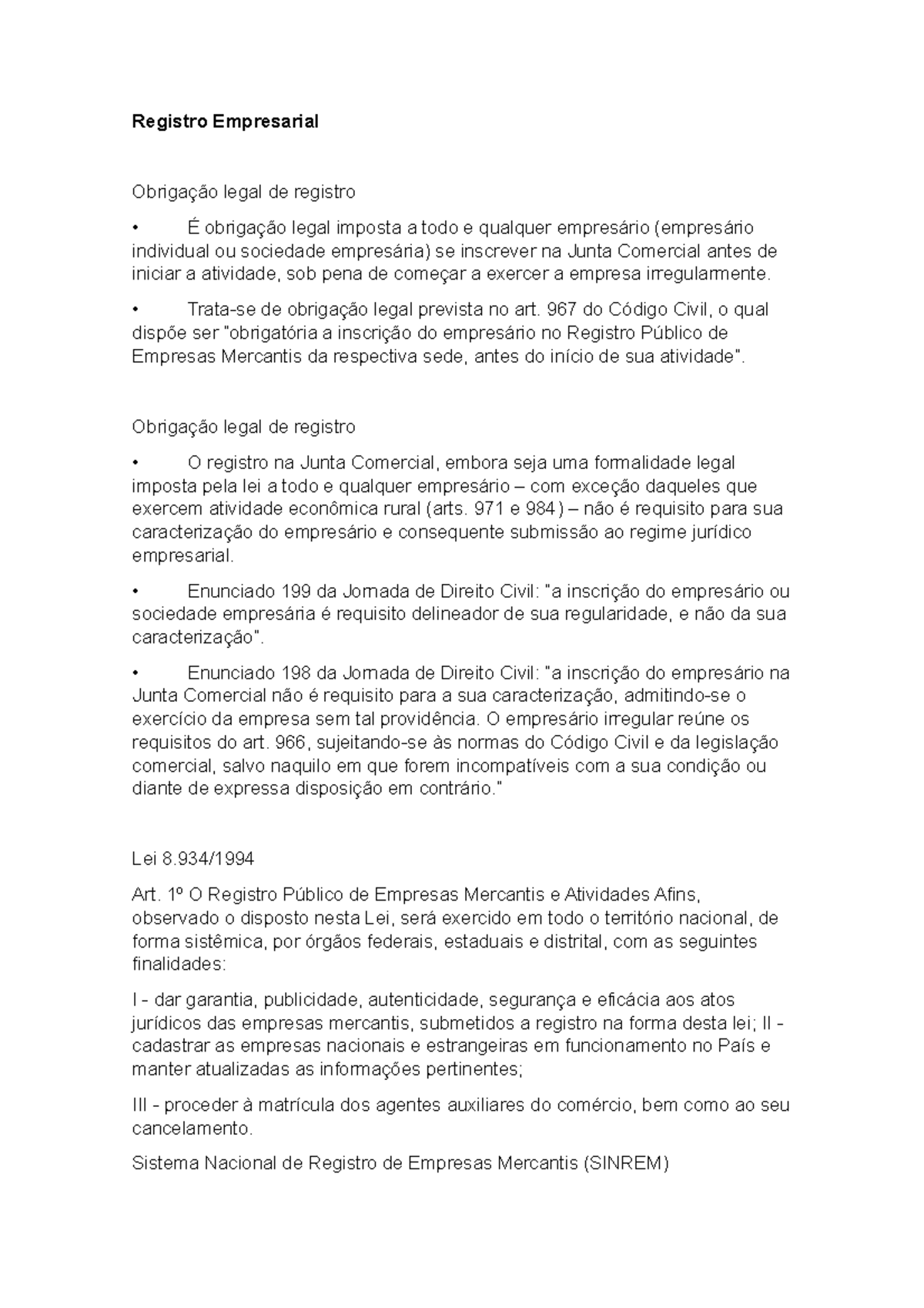 Registro Empresarial e Escrituração Empresarial - Registro Empresarial ...