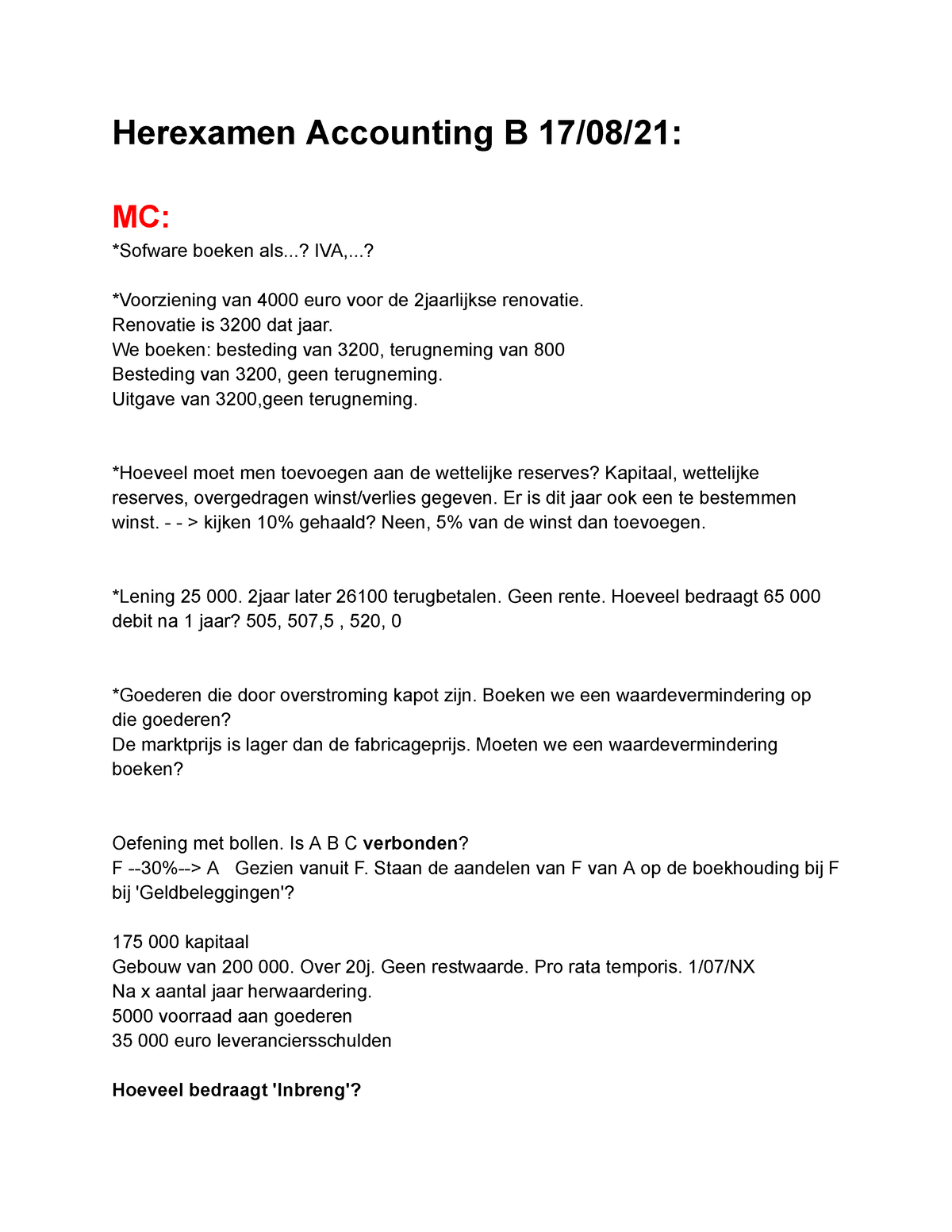 Herexamen 2021 Accounting Vragen EN Hoofdstukken - Herexamen Accounting ...