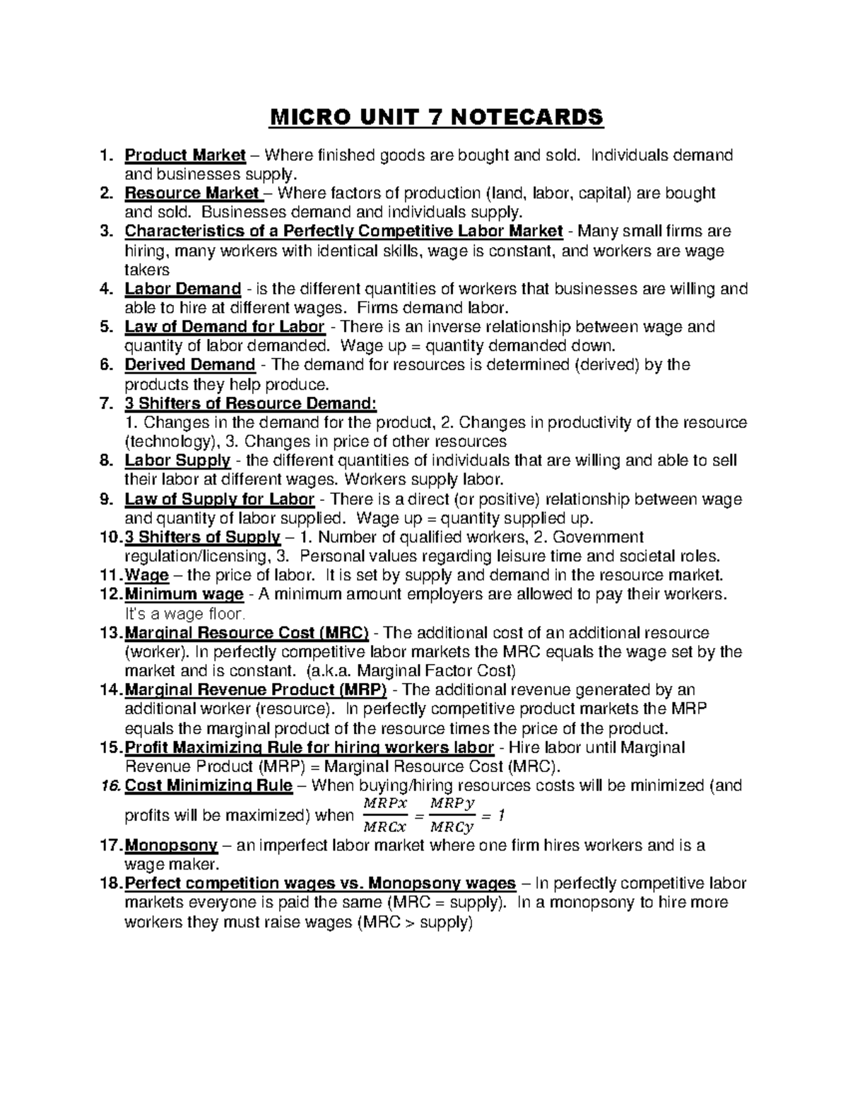 Micro+ Units+7+and+8+ Notecards - MICRO UNIT 7 NOTECARDS Product Market ...