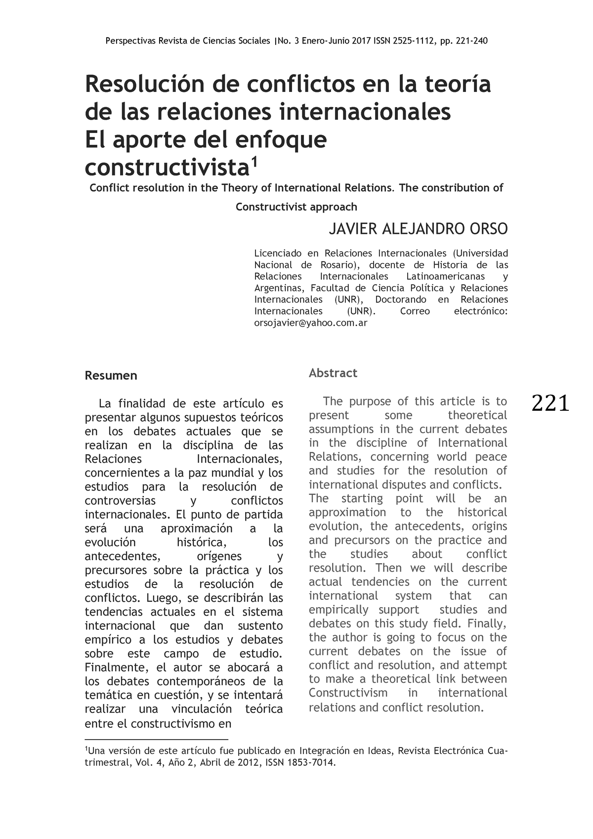 Dialnet Resolucion De Conflictos En La Teoria De Las Relaciones Int