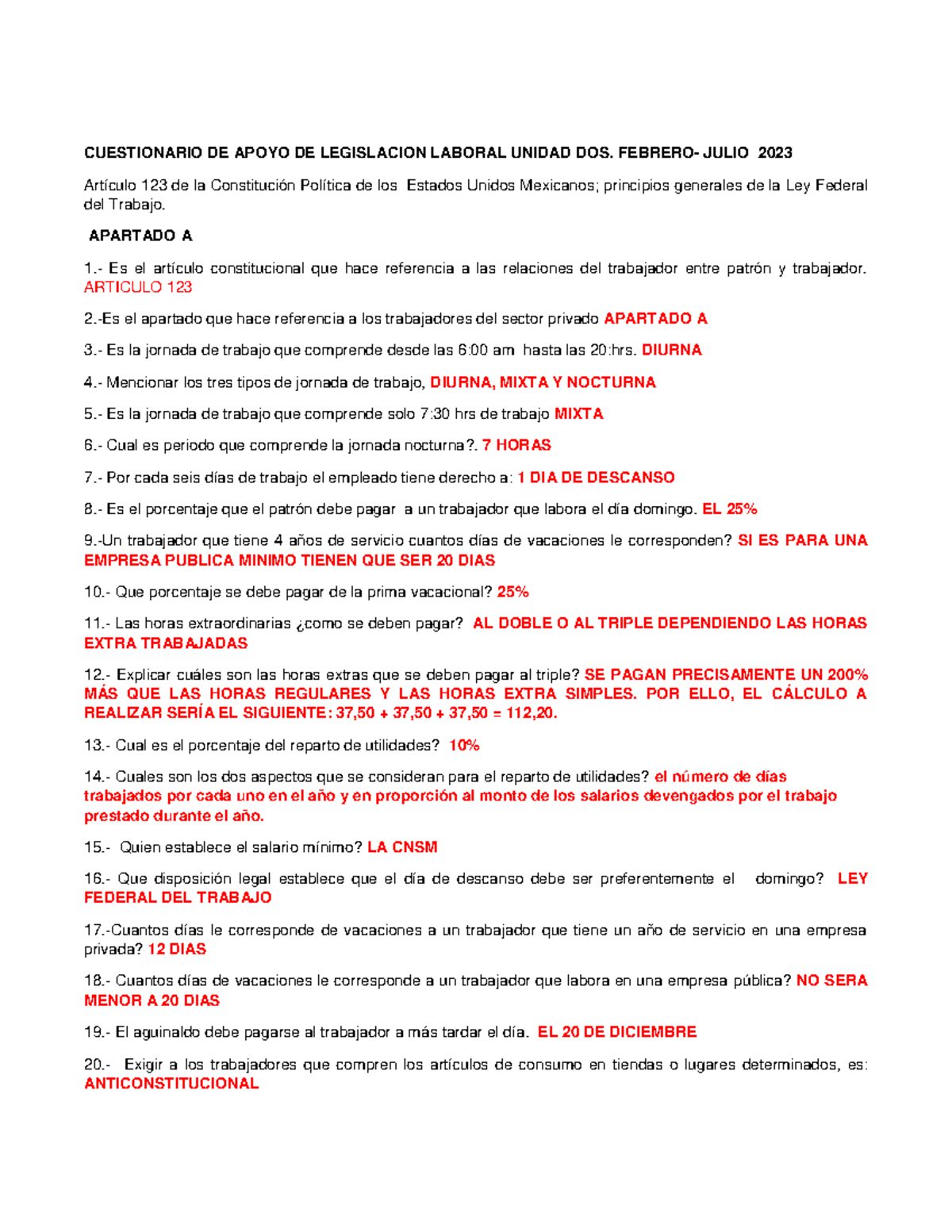 Legislacion U 2 Cuestionario - CUESTIONARIO DE APOYO DE LEGISLACION ...