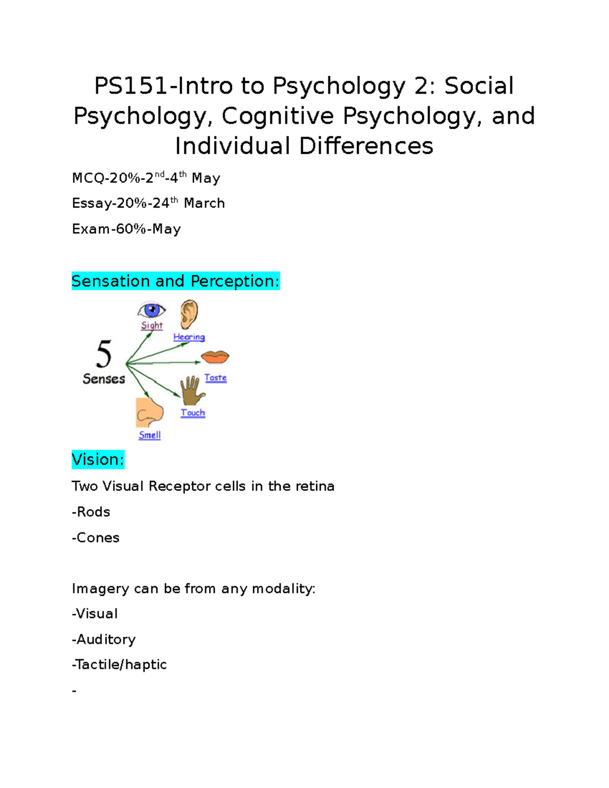 PS151- Psychology 2 Notes - PS151-Intro to Psychology 2: Social ...