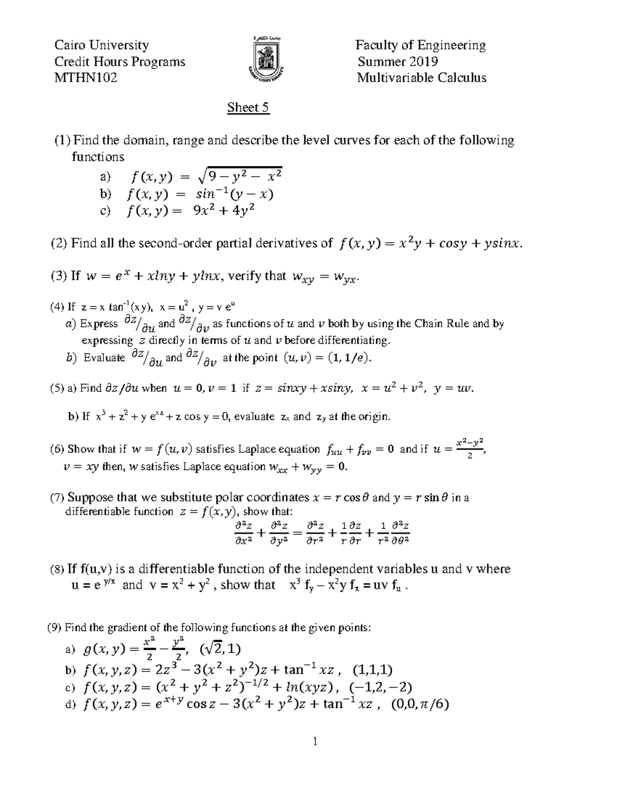 Linear Algebra Sheet 5 Summer 2019 Studocu