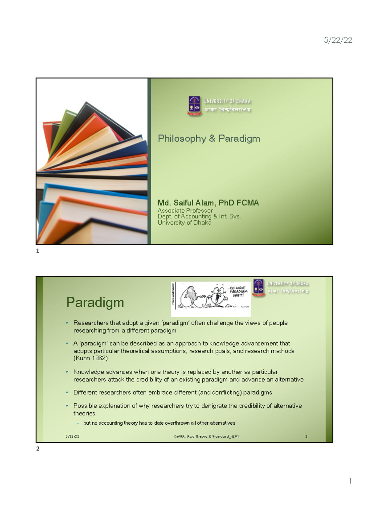 1. Paradigm and Philosophy - 5/22/ 1 ...