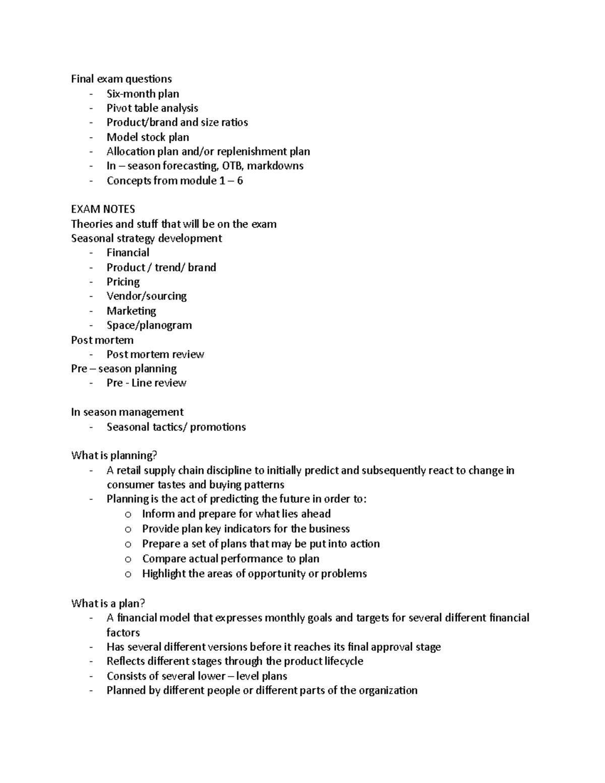 Visual Merchandising Final exam notes Final exam questions Six