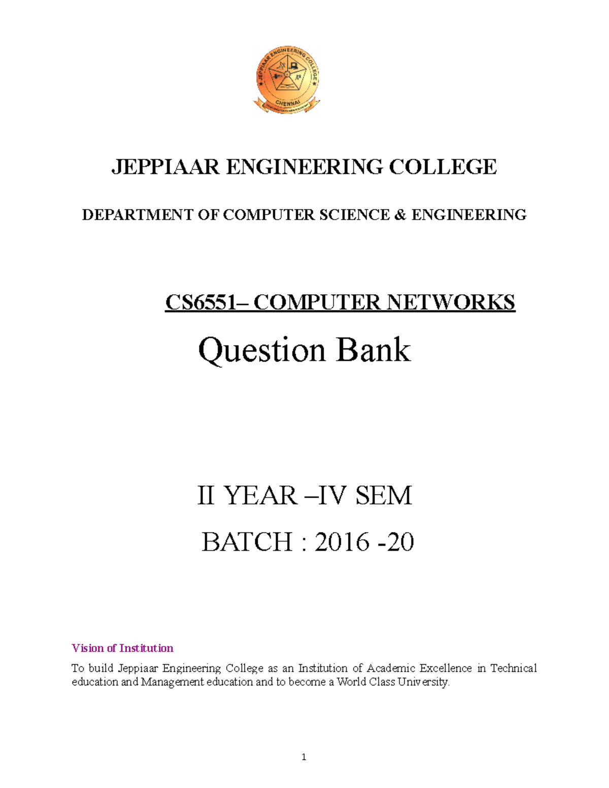 Computer Networks QB DEC 2017 - JEPPIAAR ENGINEERING COLLEGE DEPARTMENT ...