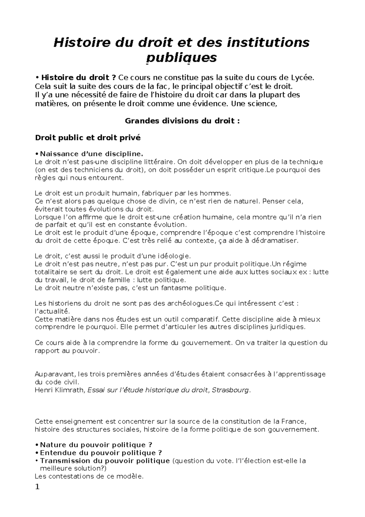 Histoire du droit et ses institutions - Histoire du droit et des ...