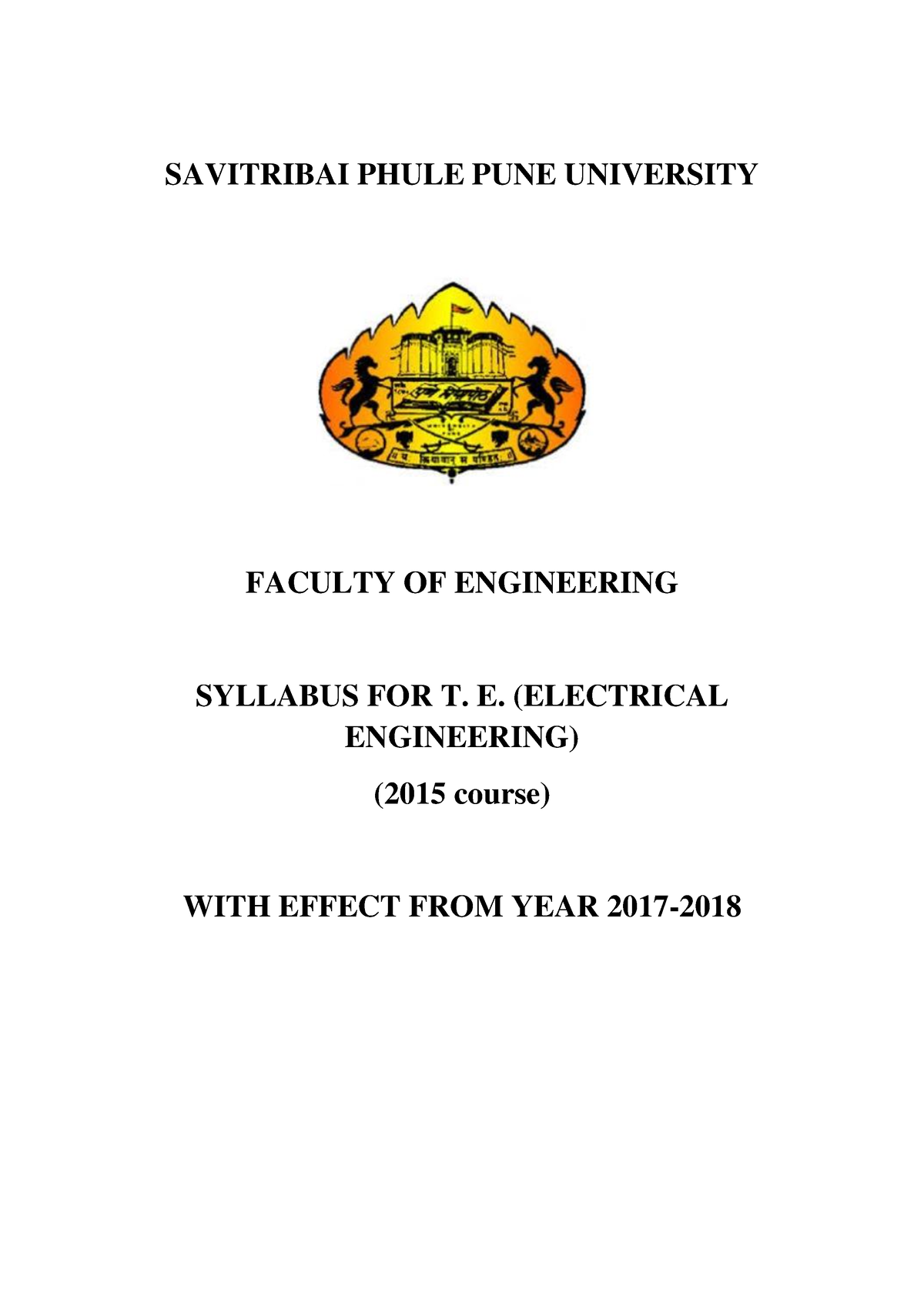 T.E. Electrical Engineering Syllabus 2015 Course - SAVITRIBAI PHULE ...