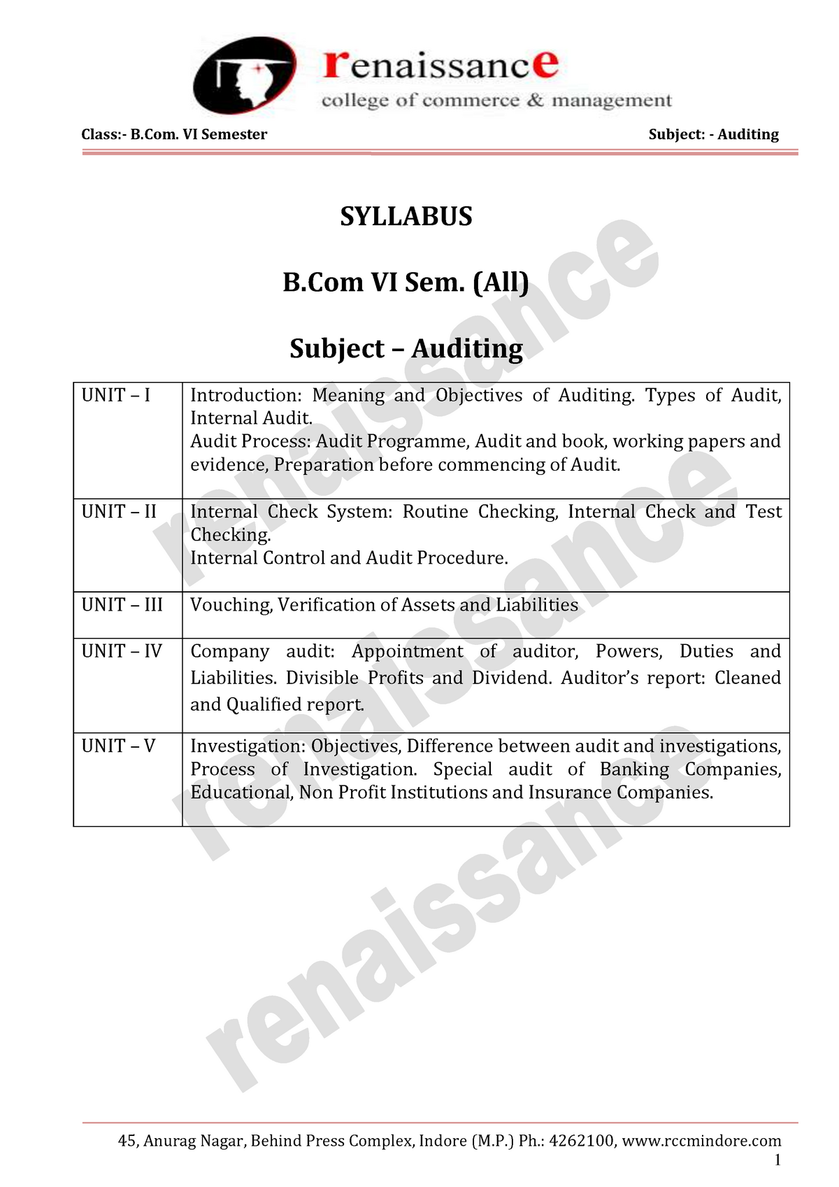 BCOM-6-Auditing - Lecture Notes All Notes - Class:- B. VI Semester ...