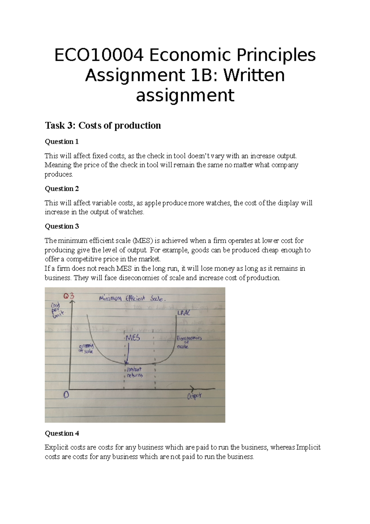 principles of economics assignment 1