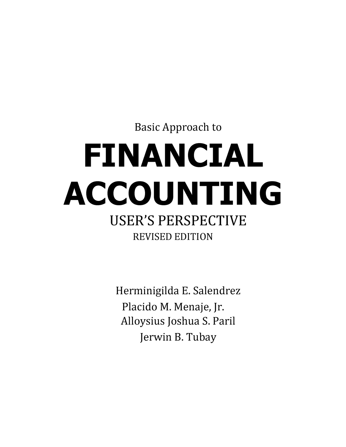 Chapter 1 Introduction To Financial Accounting - Basic Approach To ...