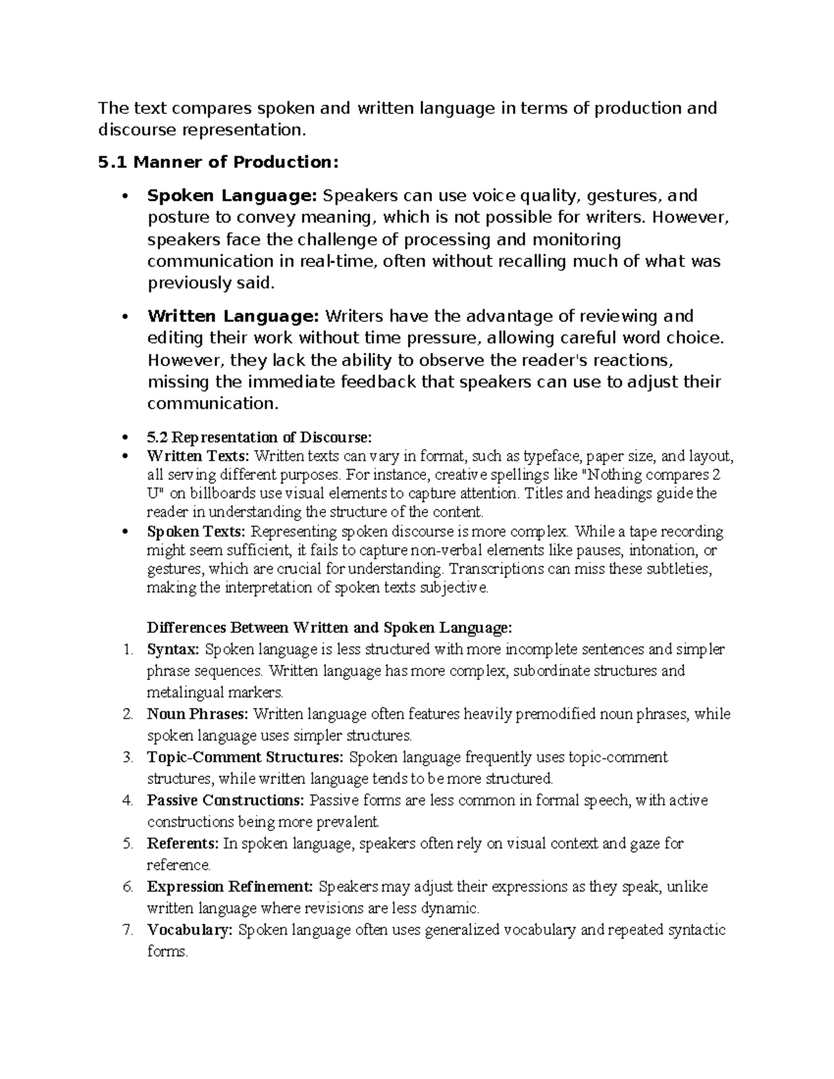 Phân tích diễn ngôn - understading - The text compares spoken and ...