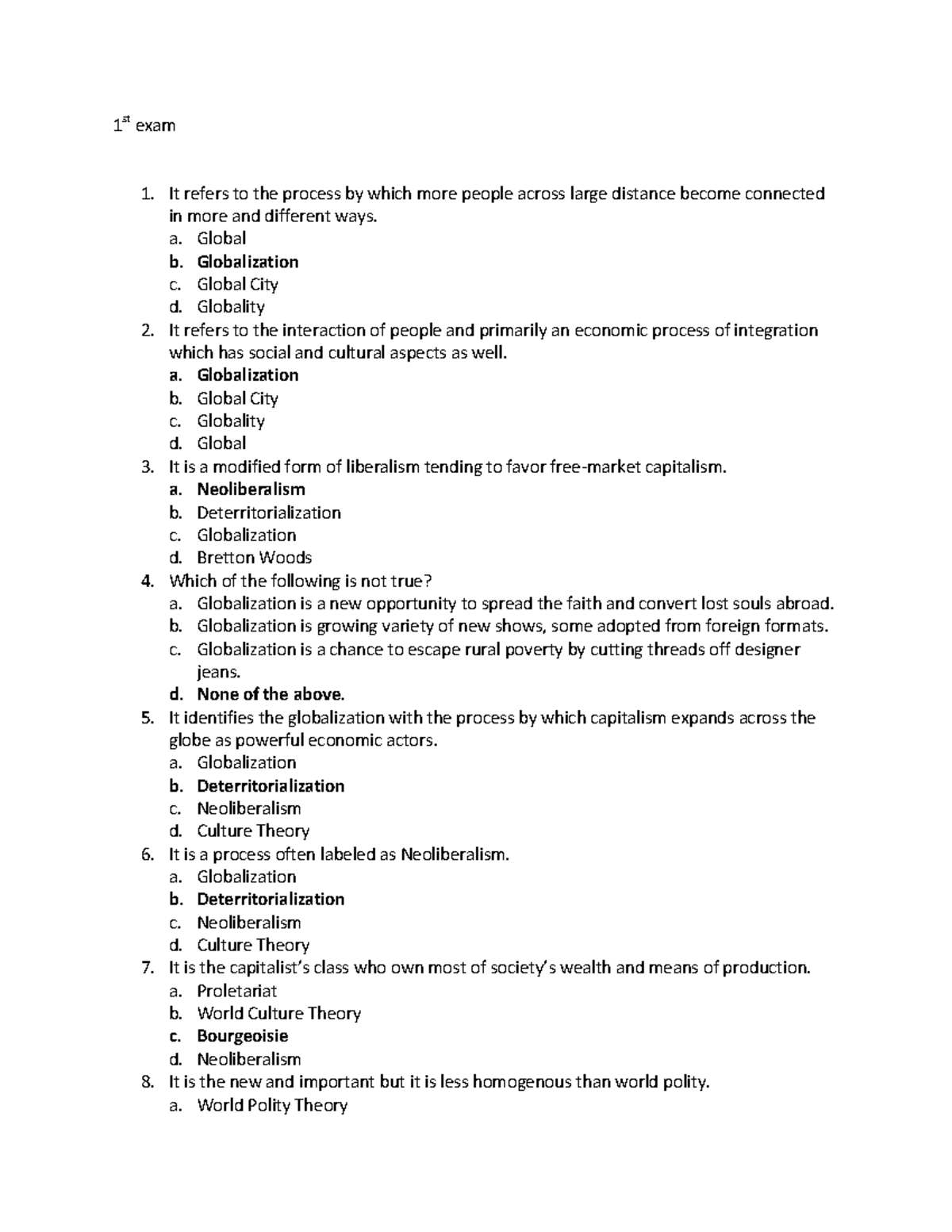 1st exam-GE 3 Addtl - THE CONTEMPORARY WORLD - 1 st exam It refers to ...