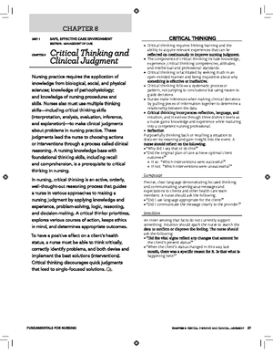 Focused Review - notes - CHAPTER 5 UNIT 1 FOUNDATIONS OF NURSING CARE ...