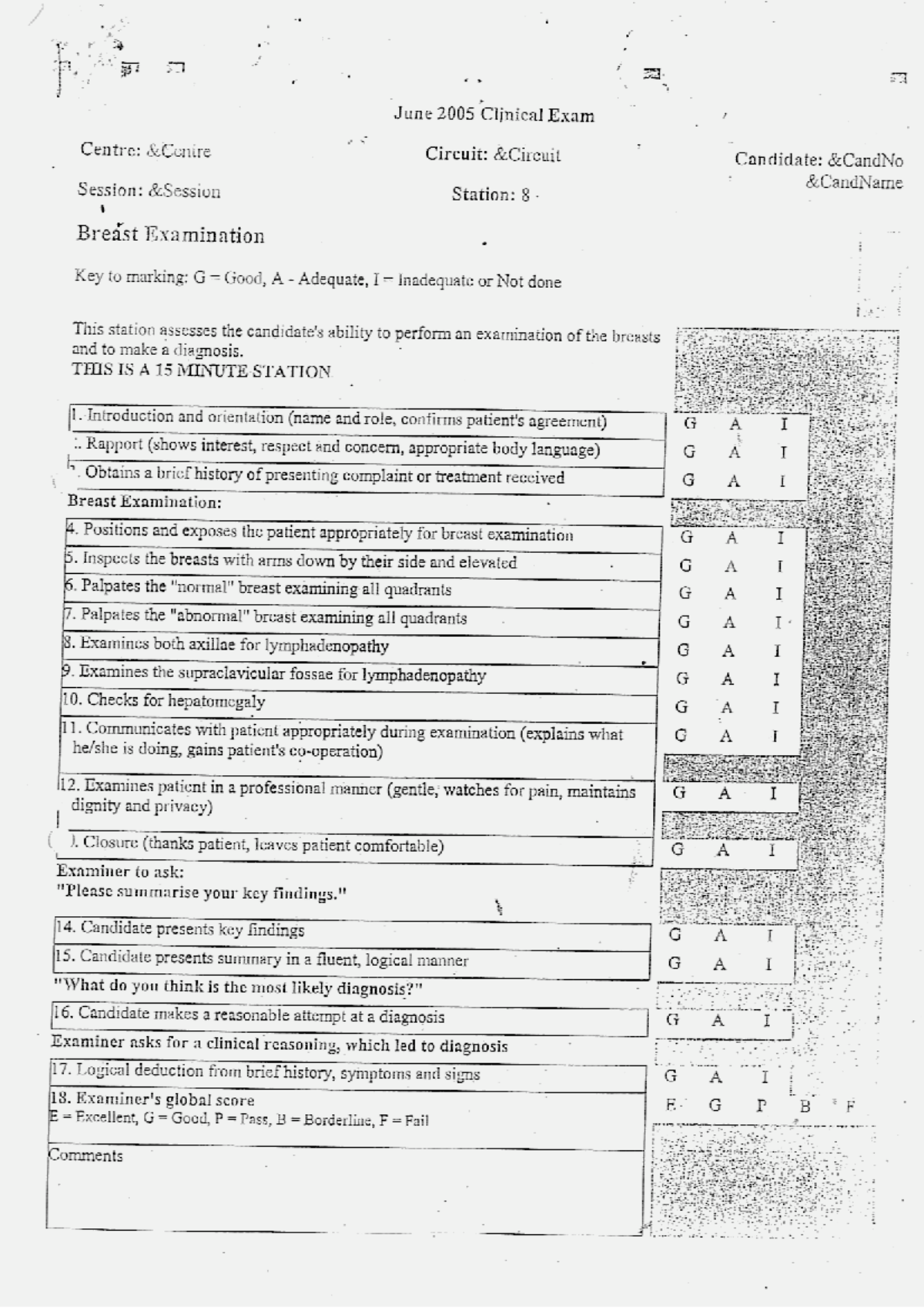 OSCE mark sheets - MED4012 - Studocu