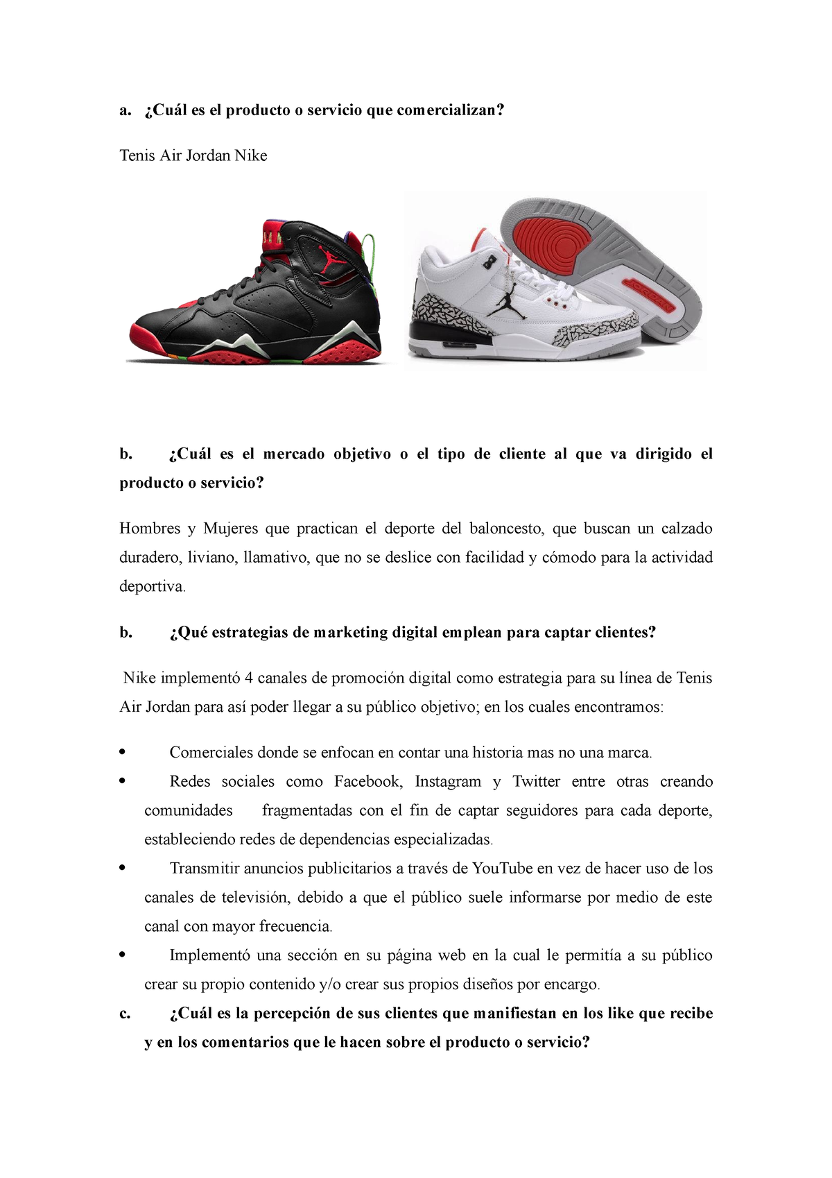 Grupo Salón Negrita 436113850-Analisis-Nike - a. ¿Cuál es el producto o servicio que  comercializan? Tenis Air Jordan - Studocu