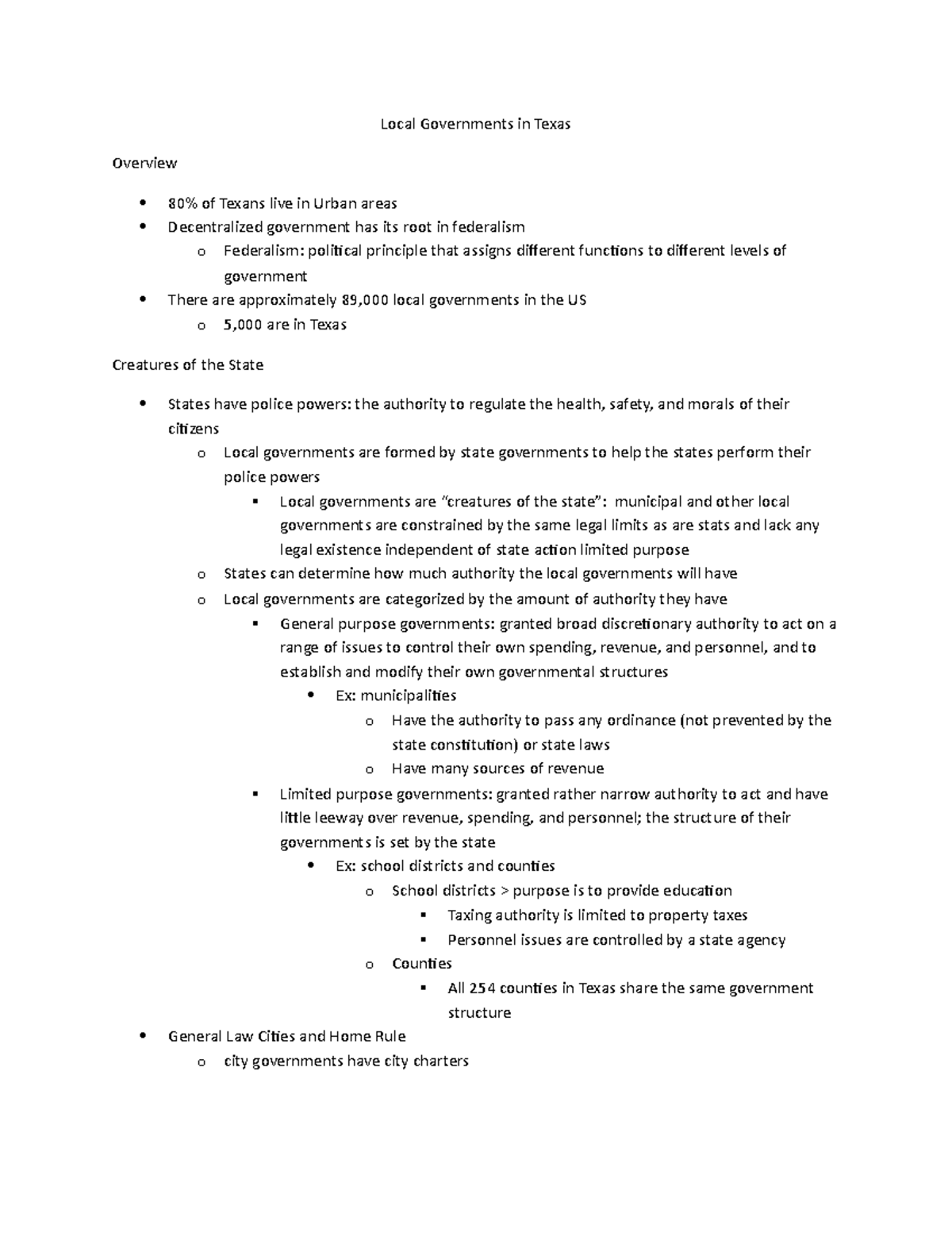 Local Governments in Texas Local Governments in Texas Overview 80 of Texans live in Urban