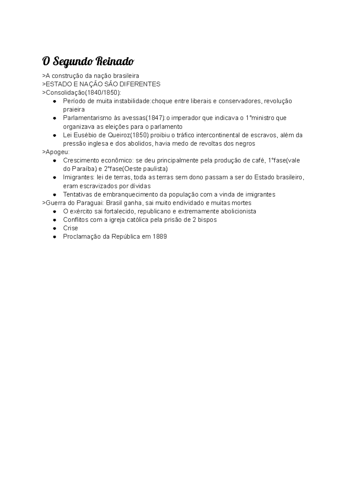 Segundo Reinado - Apontamentos 1 - O Segundo Reinado >A Construção Da ...