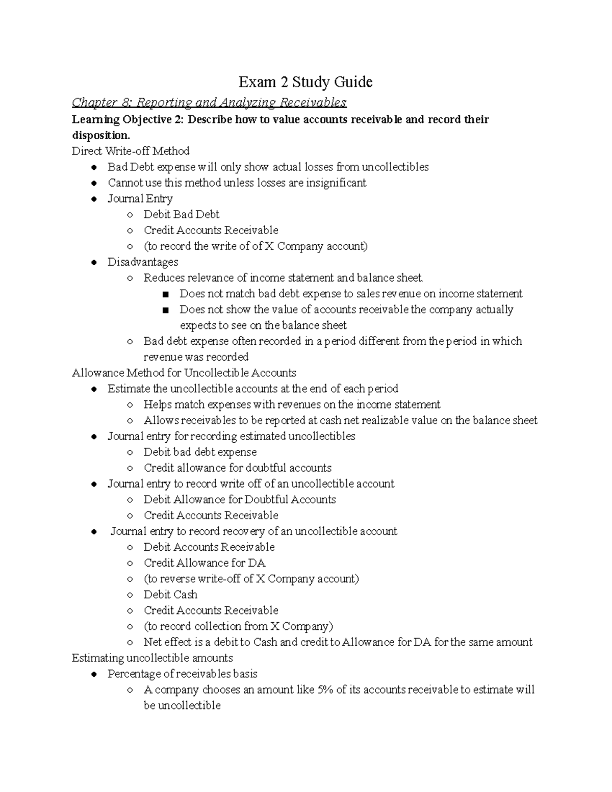 Exam 2 Study Guide - Exam 2 Study Guide Chapter 8: Reporting and ...