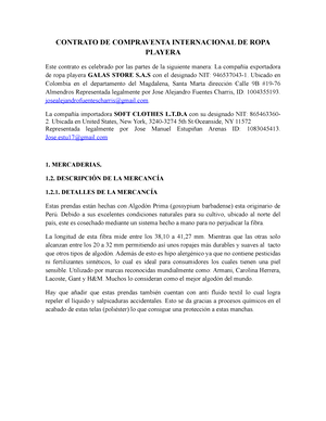 1 Contrato de compraventa internacional de ropa final-1 - CONTRATO DE  COMPRAVENTA INTERNACIONAL DE - Studocu