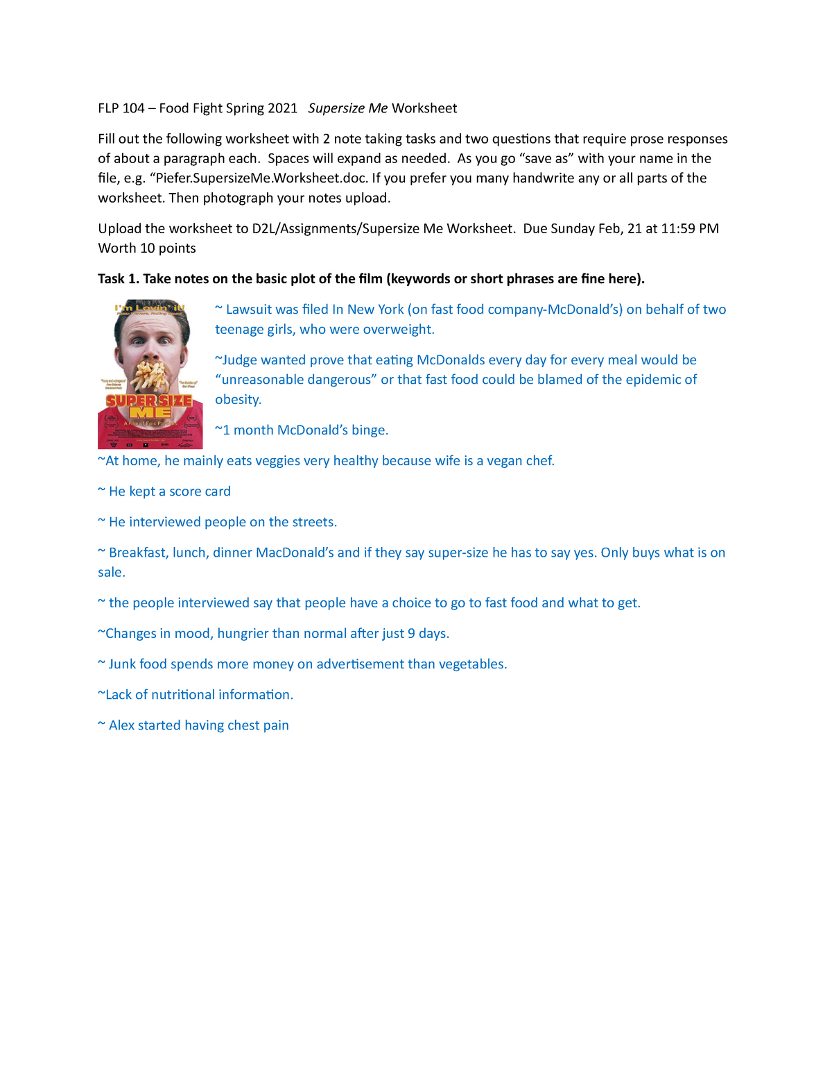 Supersize Me answers - FLP 21 – Food Fight Spring 21 Supersize In Super Size Me Worksheet Answers
