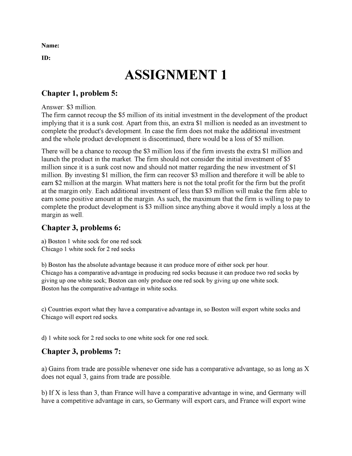 answers to assignment (id 1)