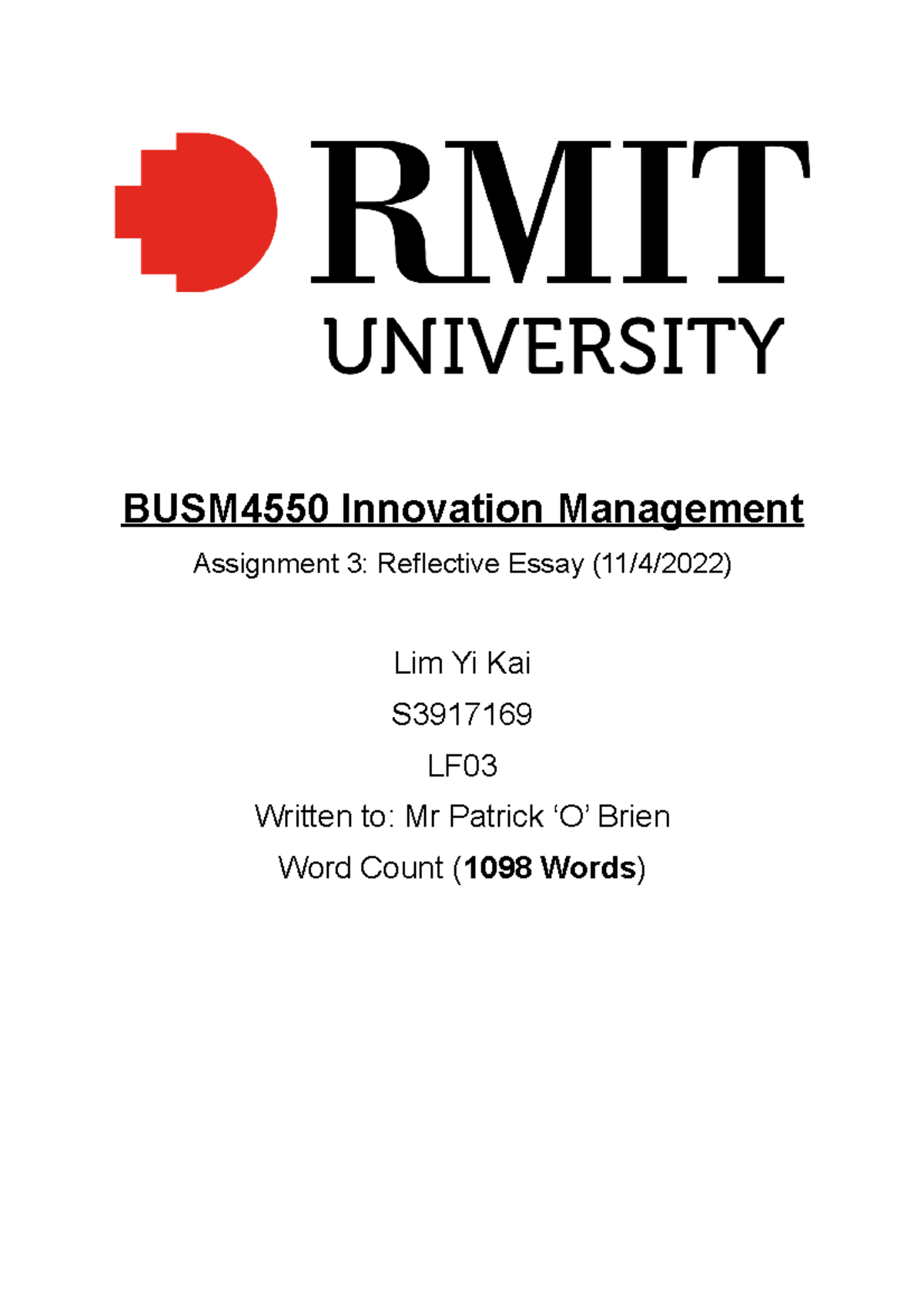 innovation management assignment 3