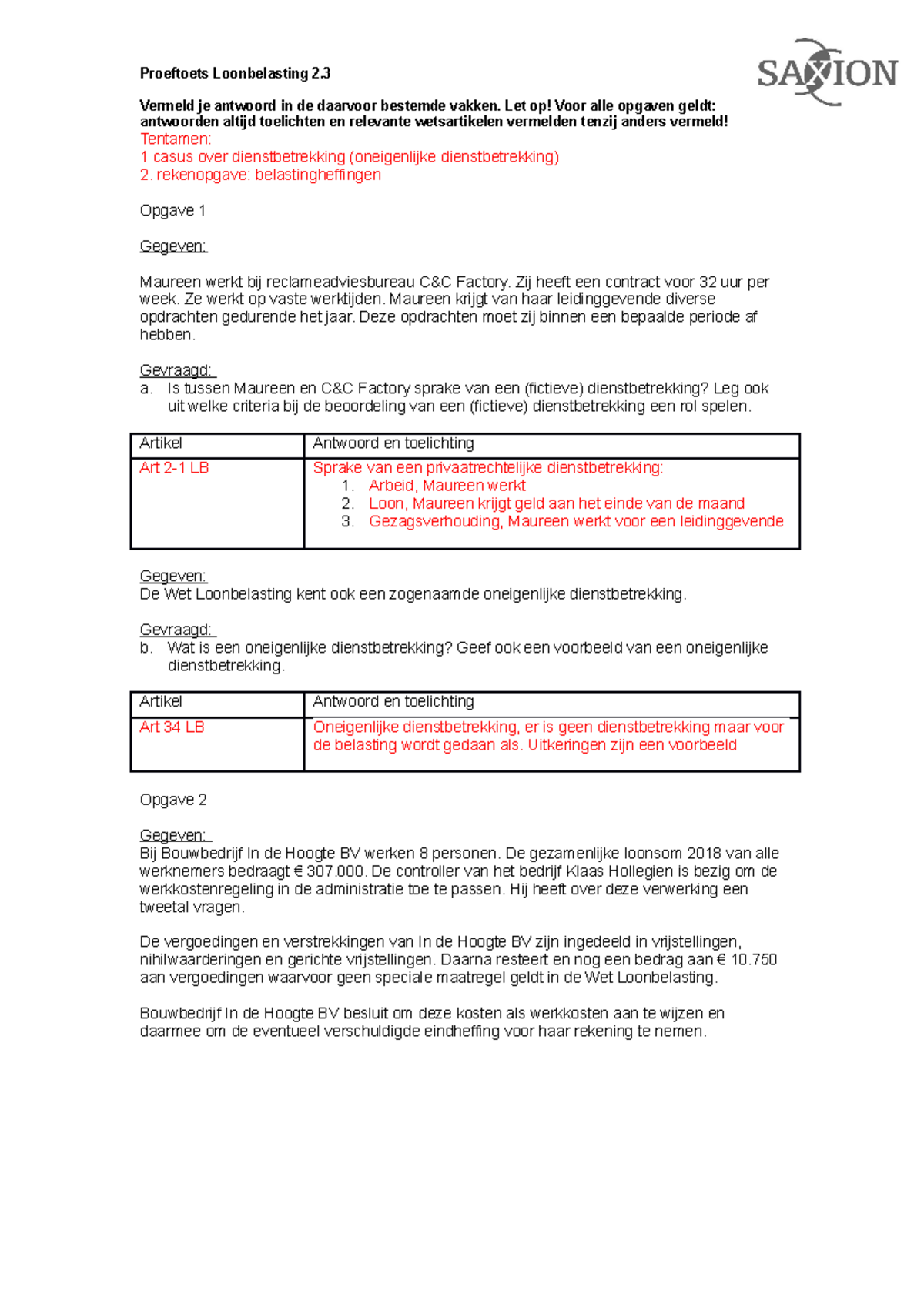 Proeftoets Loonbelasting 2.3 (Automatisch Opgeslagen) - Proeftoets ...