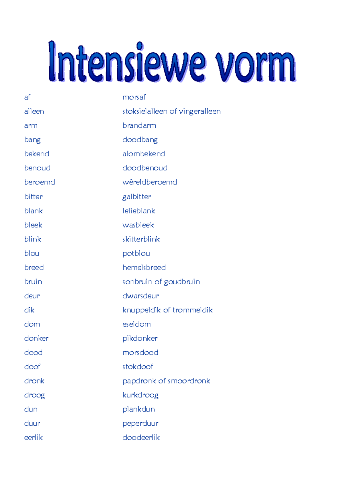 intensiewe-vorm-breakdown-of-intensive-forms-studocu