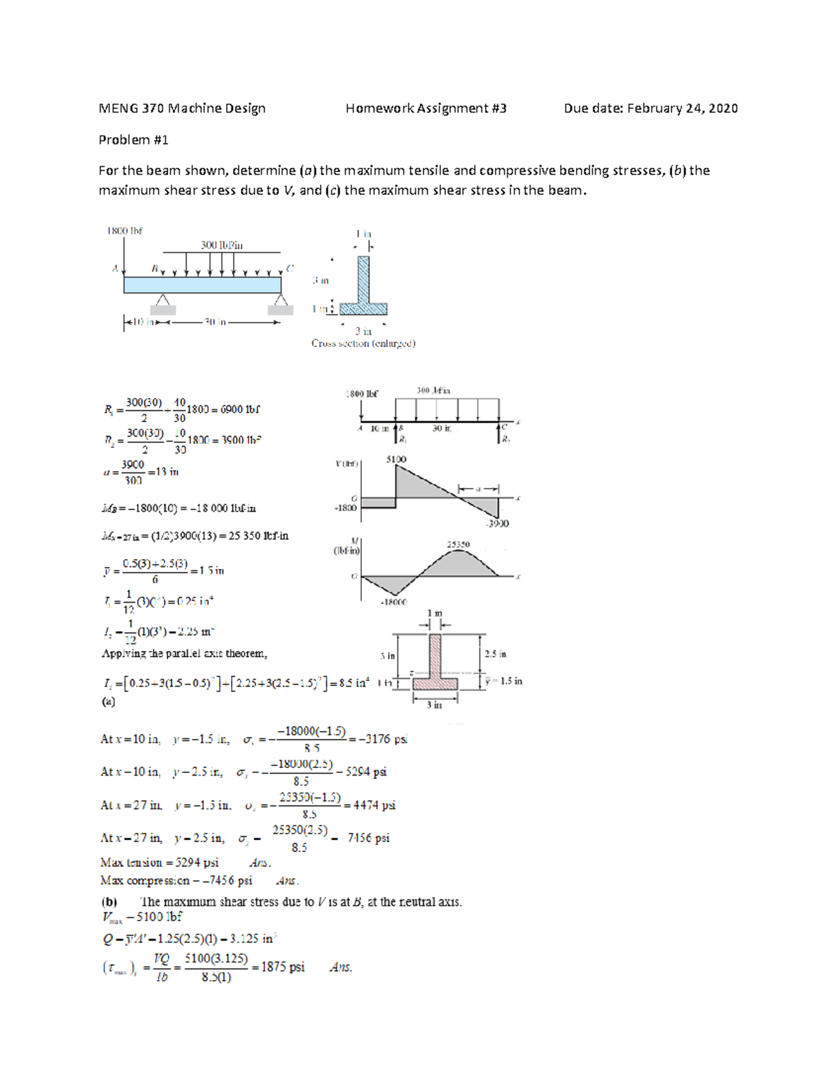 Homework # 3 With Solution - MENG 370 - NYIT - Studocu