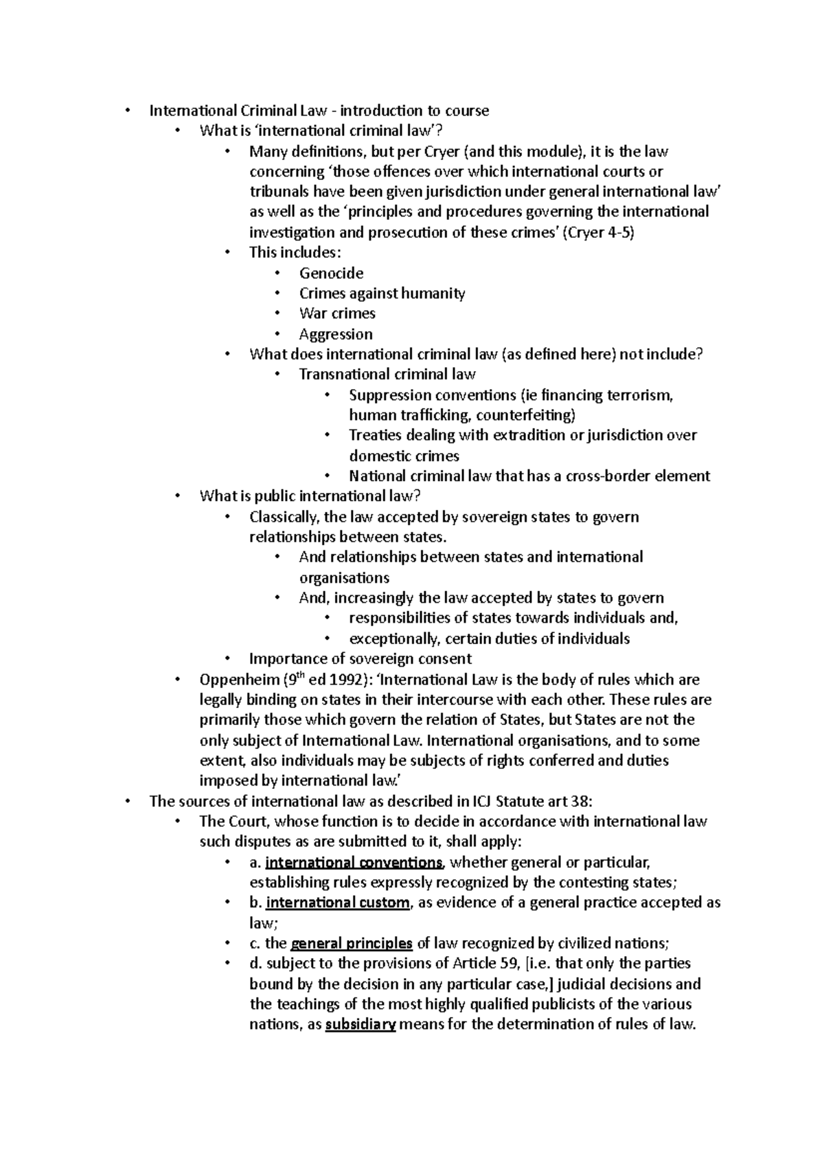 Criminal law notes 9 - International Criminal Law - introduction to ...
