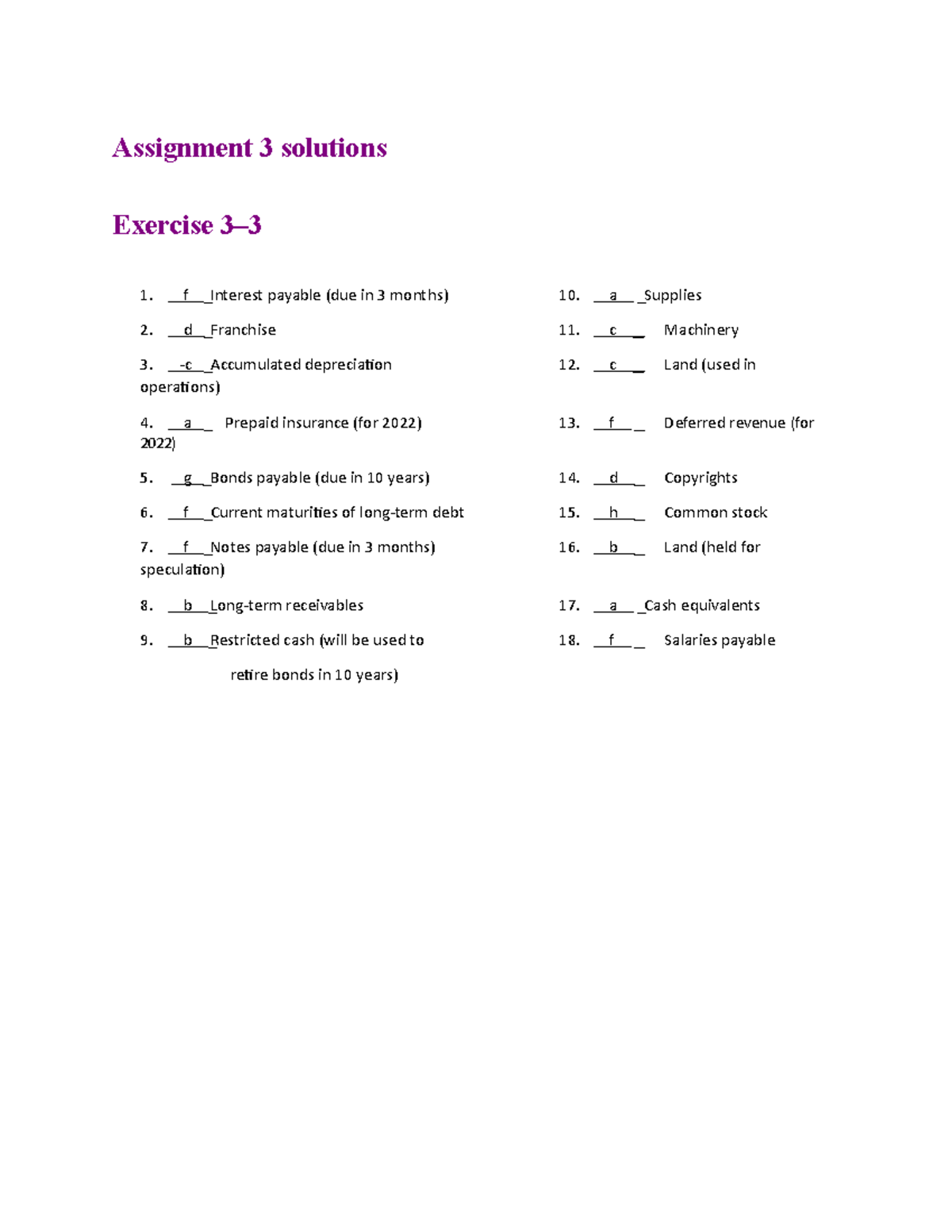 assignment 3 solutions