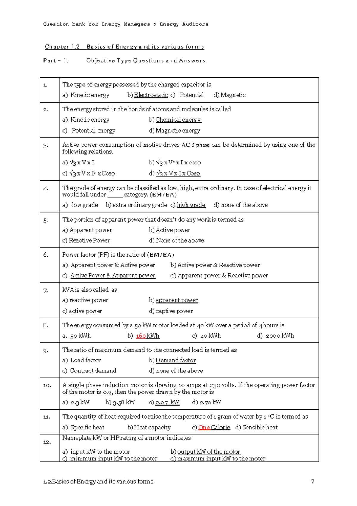 Basics Of Energy Notes - Question Bank For Energy Managers & Energy ...