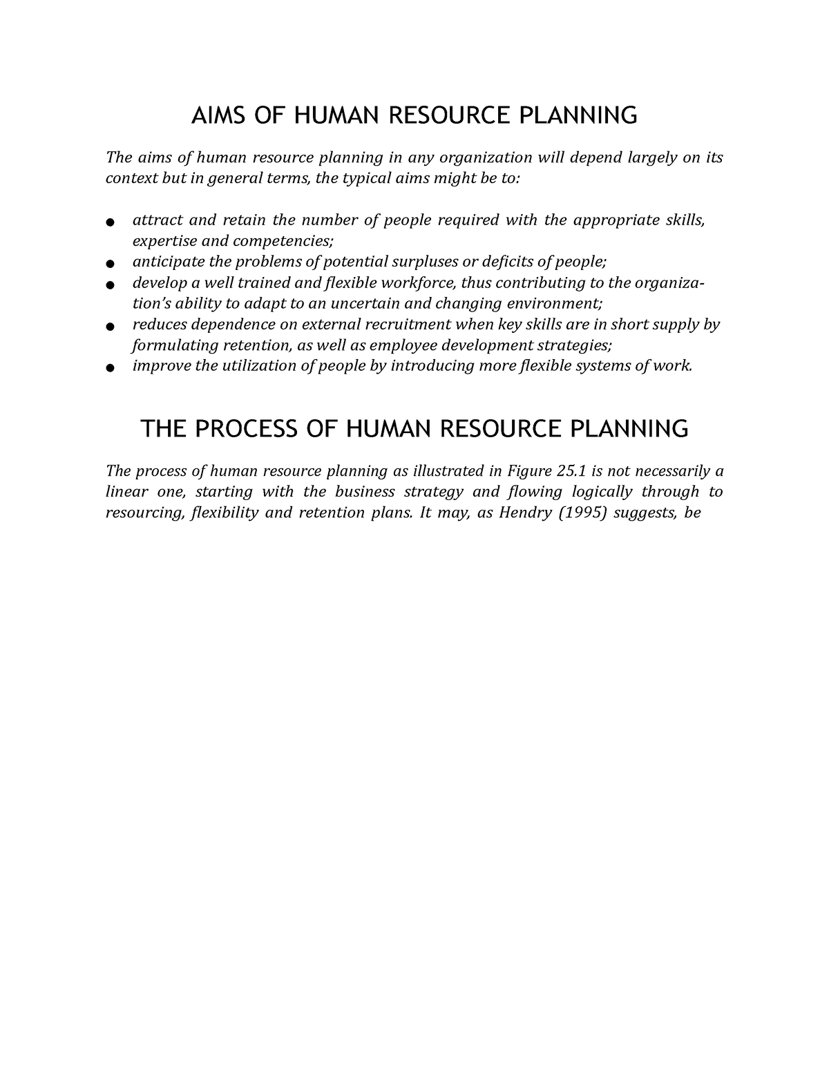 AIMS OF Human Resource Planning - AIMS OF HUMAN RESOURCE PLANNING The ...